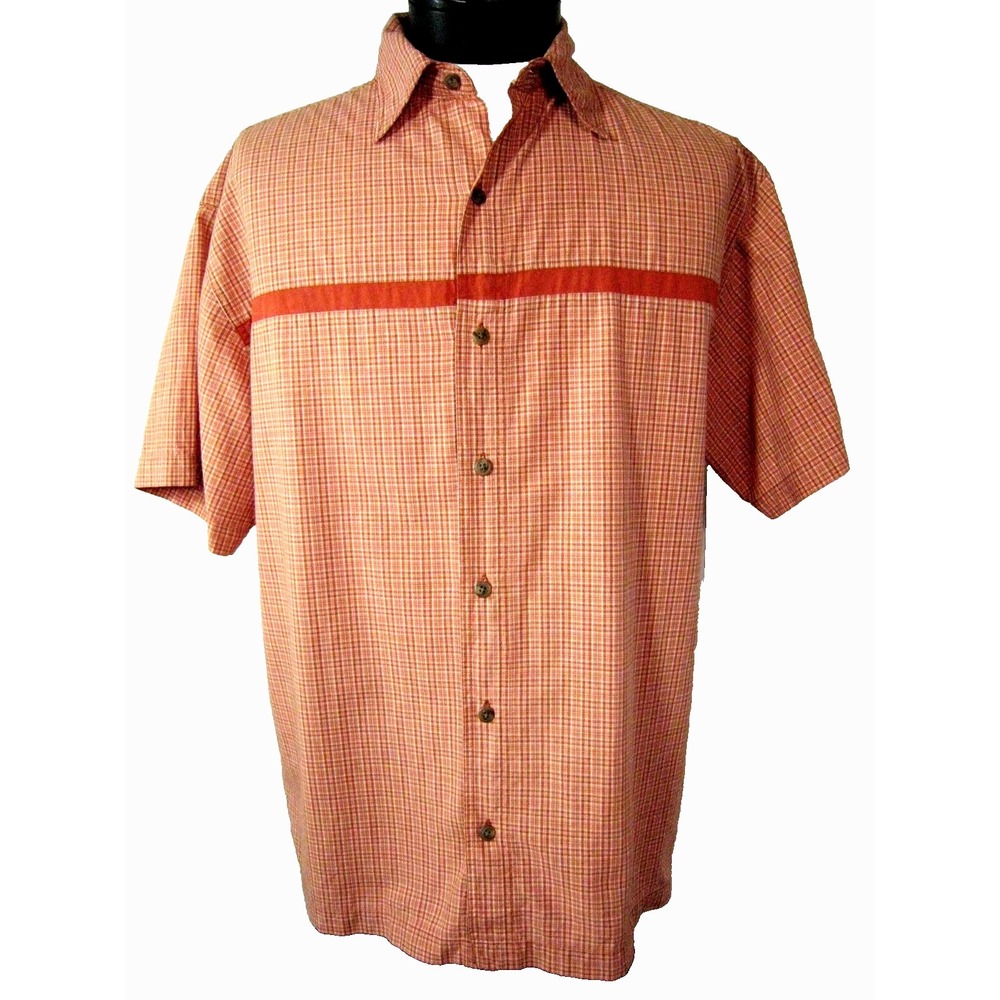US Expedition Short Sleeve Shirt Men's L  Cotton Easy Care Burnt Orange EUC